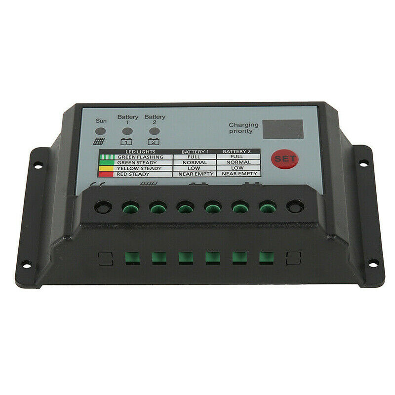 20A Dual Battery Solar Panel Charge Controller Regulator for 12V 24V Batteries