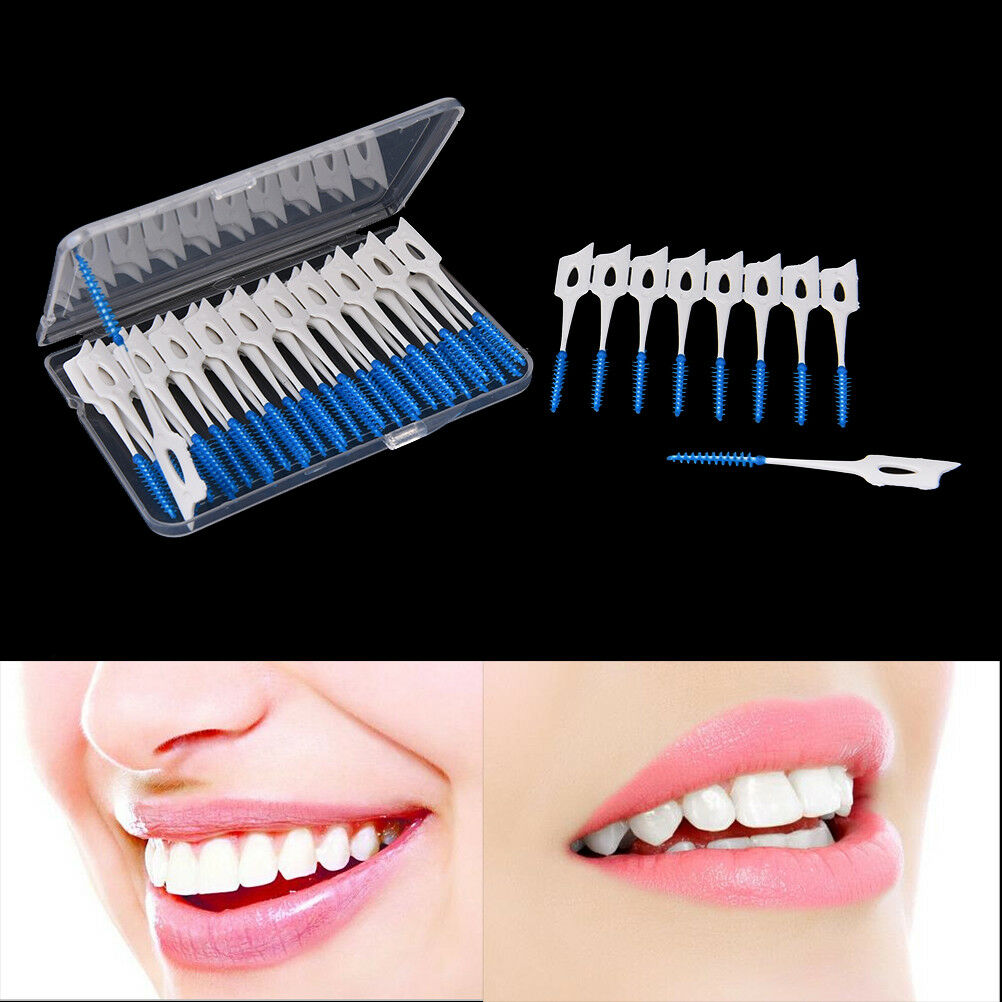 40pcs Disposable Toothpicks Soft Clean Interdental Seam Brush Elastic Mass.l8