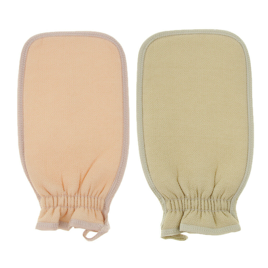 Exfoliating Bath Rubbing Golves Body Scrub Shower Towel Mitt Light Yellow