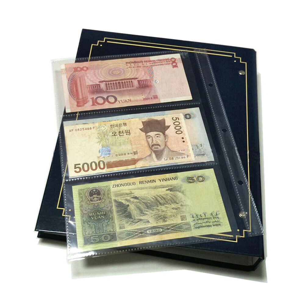 10Pcs 3-Grid Commemorative Paper Money Album Banknotes Collection Storage Bags