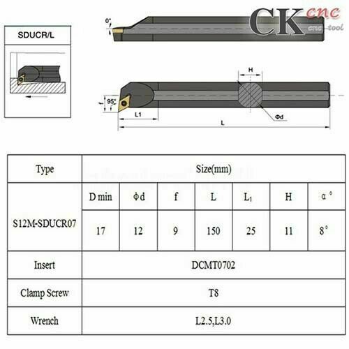 S12M SDWCL07 Lathe Internal Turning Tool Holder Boring Bar For DCMT070204 insert