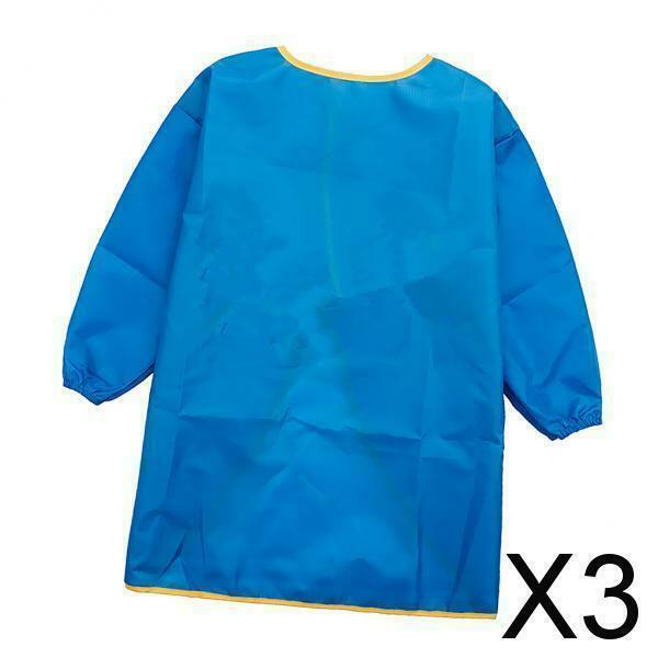 3X Cute Apron Smock Waterproof Children Apron Drawing Painting Eco-friendly Blue
