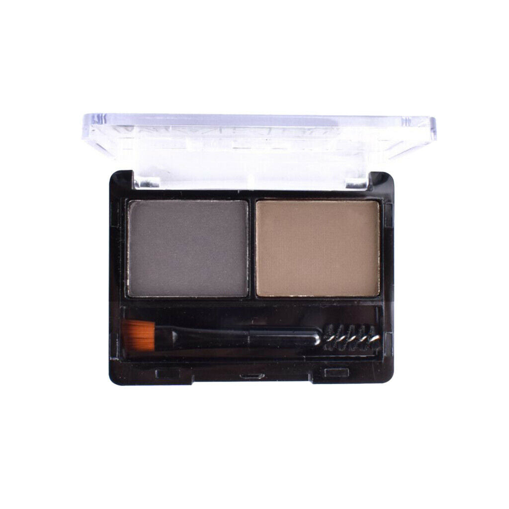 2 Colors Eyebrow Powder Palette Cosmetic Makeup Nose Shading Kit Brush Set #B