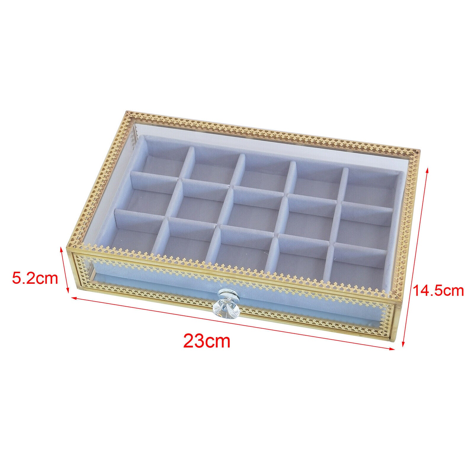 Glass Jewelry Box Organizer w/ Lids Necklace Display Storage Rings Holder