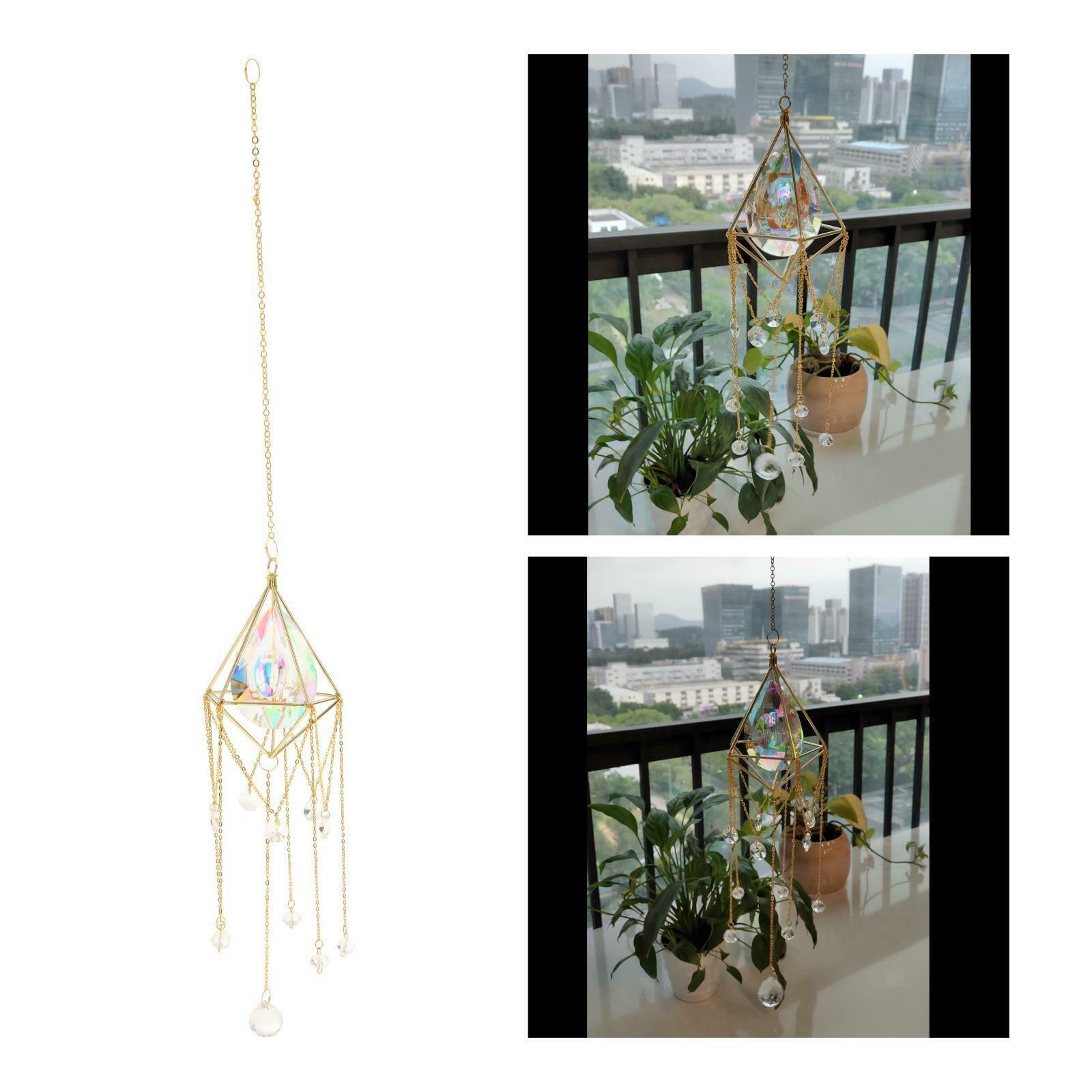 Geometric Crystals Suncatcher Wind Chime Hanging Pendants Home Garden Decor