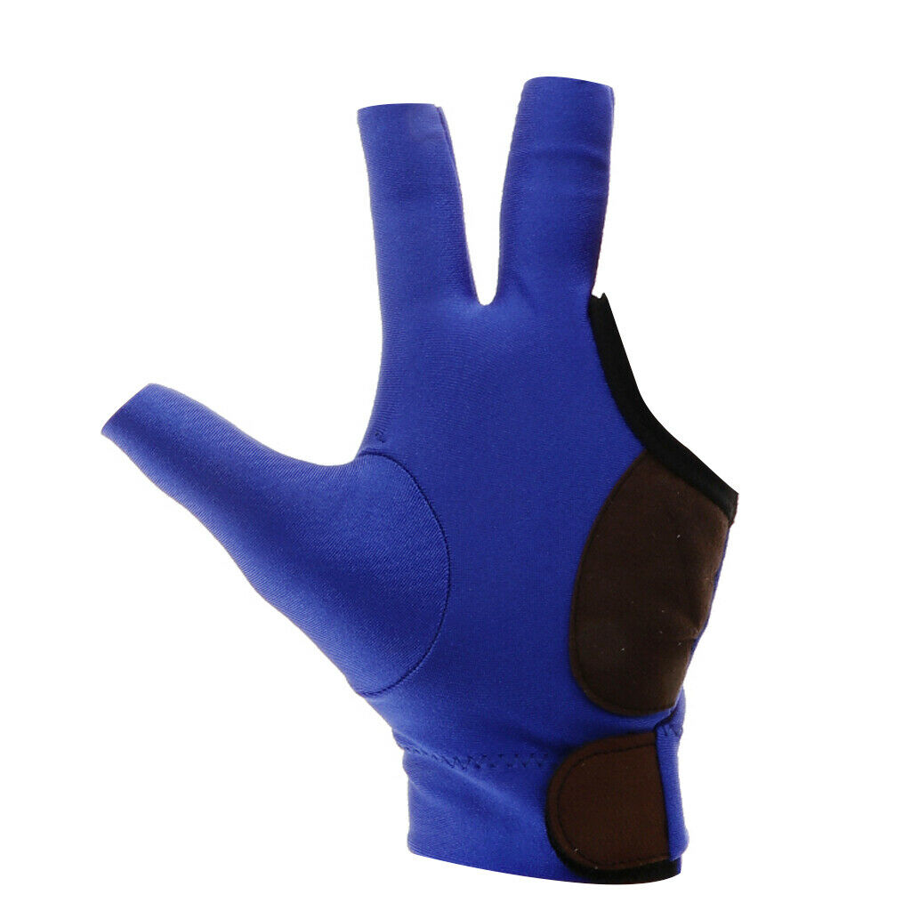Billiard 3 Finger Glove Snooker Pool Cue Sticks Glove for Left Hand - Blue