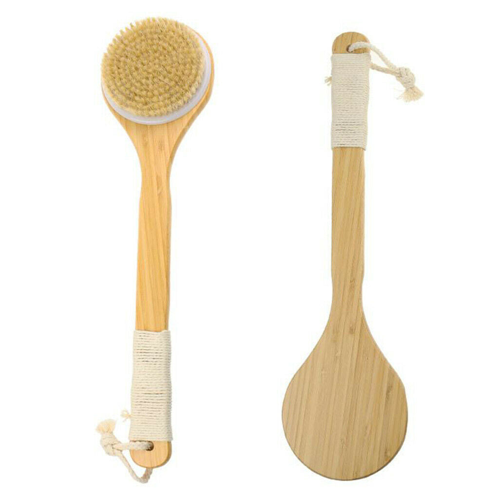 Long Wooden Handle Bath Body Brush for Dry or Wet Shower Back Brush Exfoliation