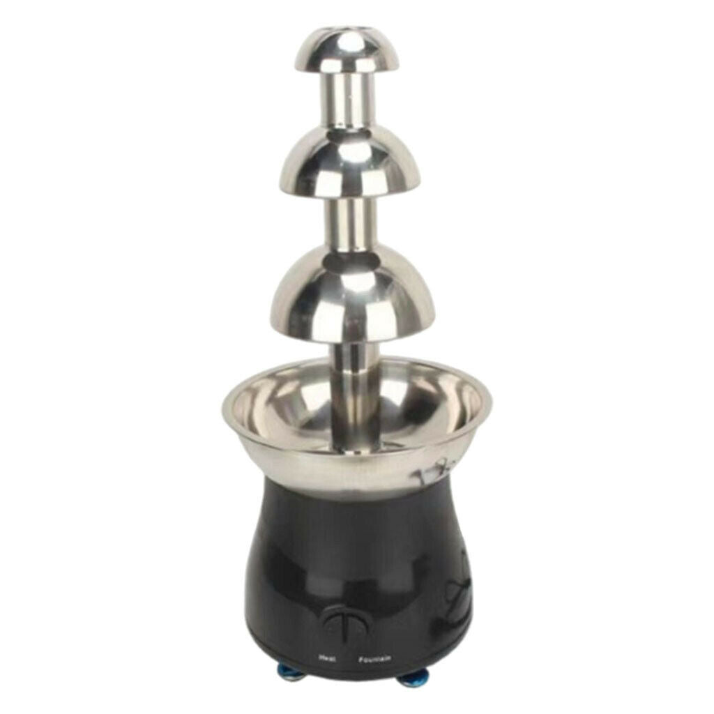 Stainless 4 Tiers Chocolate Fondue Fountain Machine Small For Party Plug-US