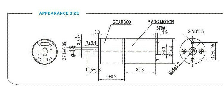 25GA-370 DC 12V 200RPM 4mm Shaft Dia High Torque Electric Geared Motor DIY car