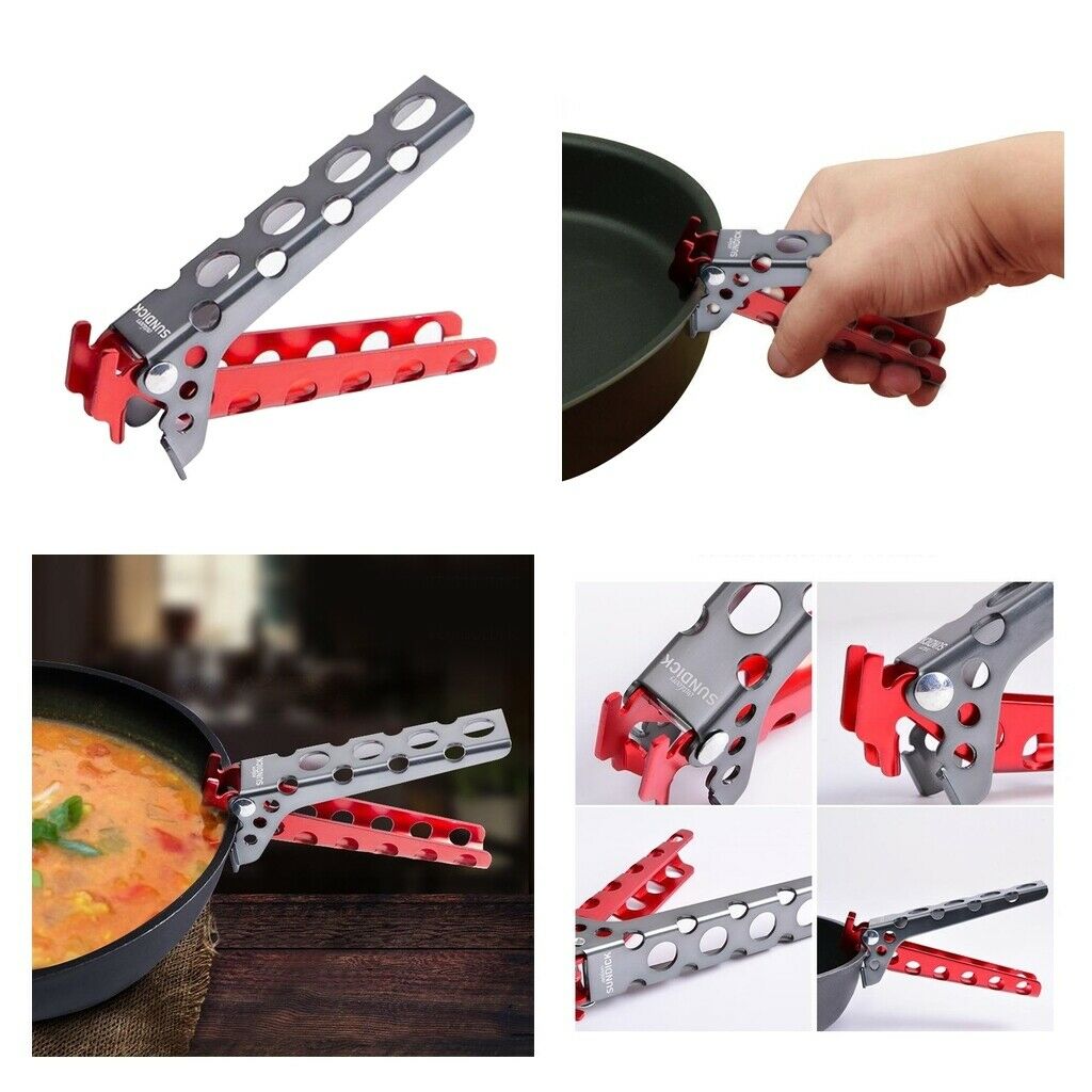 2x Hand Clamp Handle with Tongs for Camping Cookware