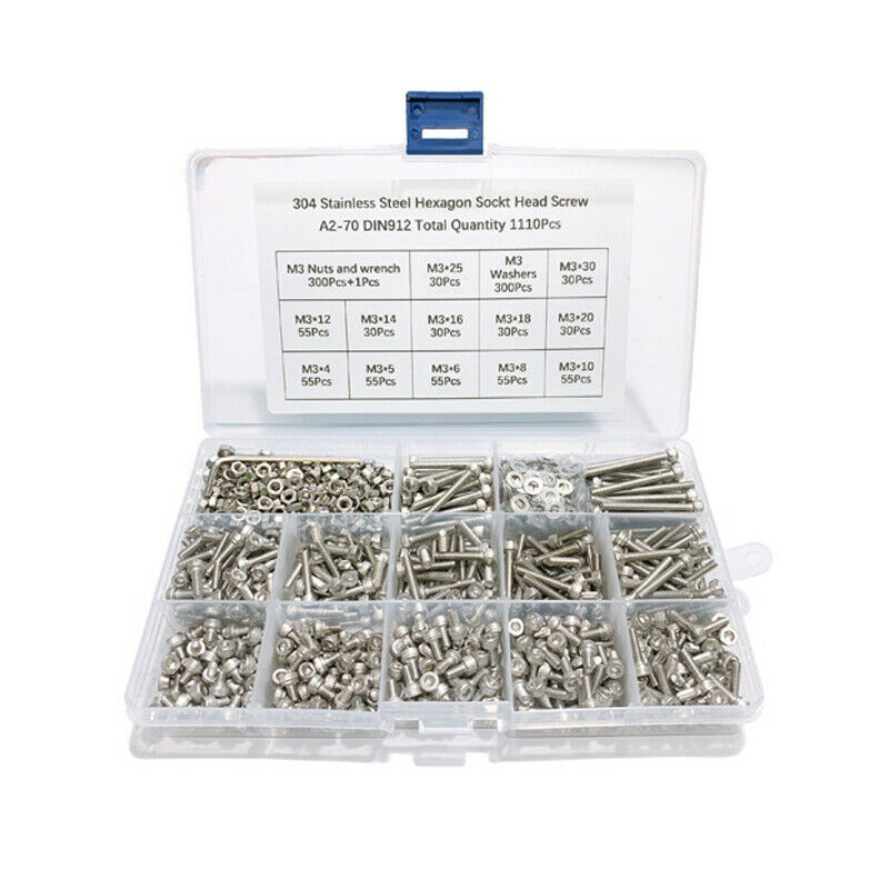 Flat Washer Nut Tightening and Fixing Hardware Hex Bolt Screw Sleeve 1110Pcs/box