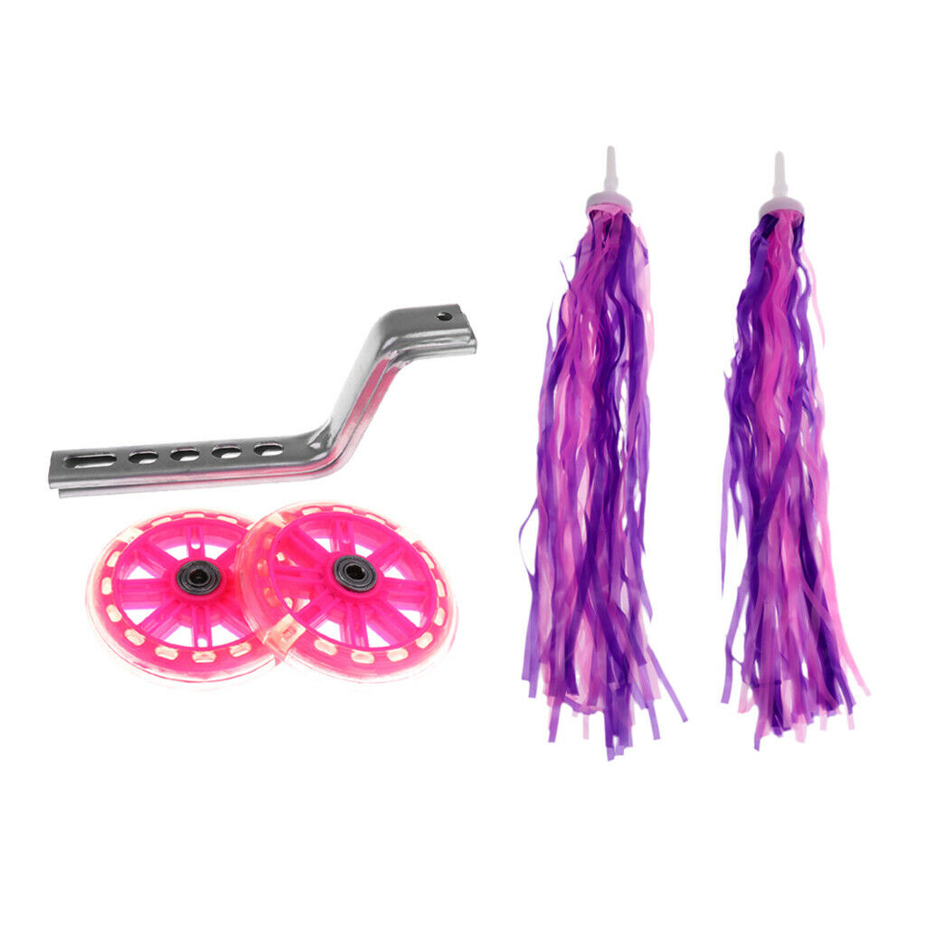 Kids Bike Stabilizer Training Wheel Pink Stable Cycle Handlebar Streamer