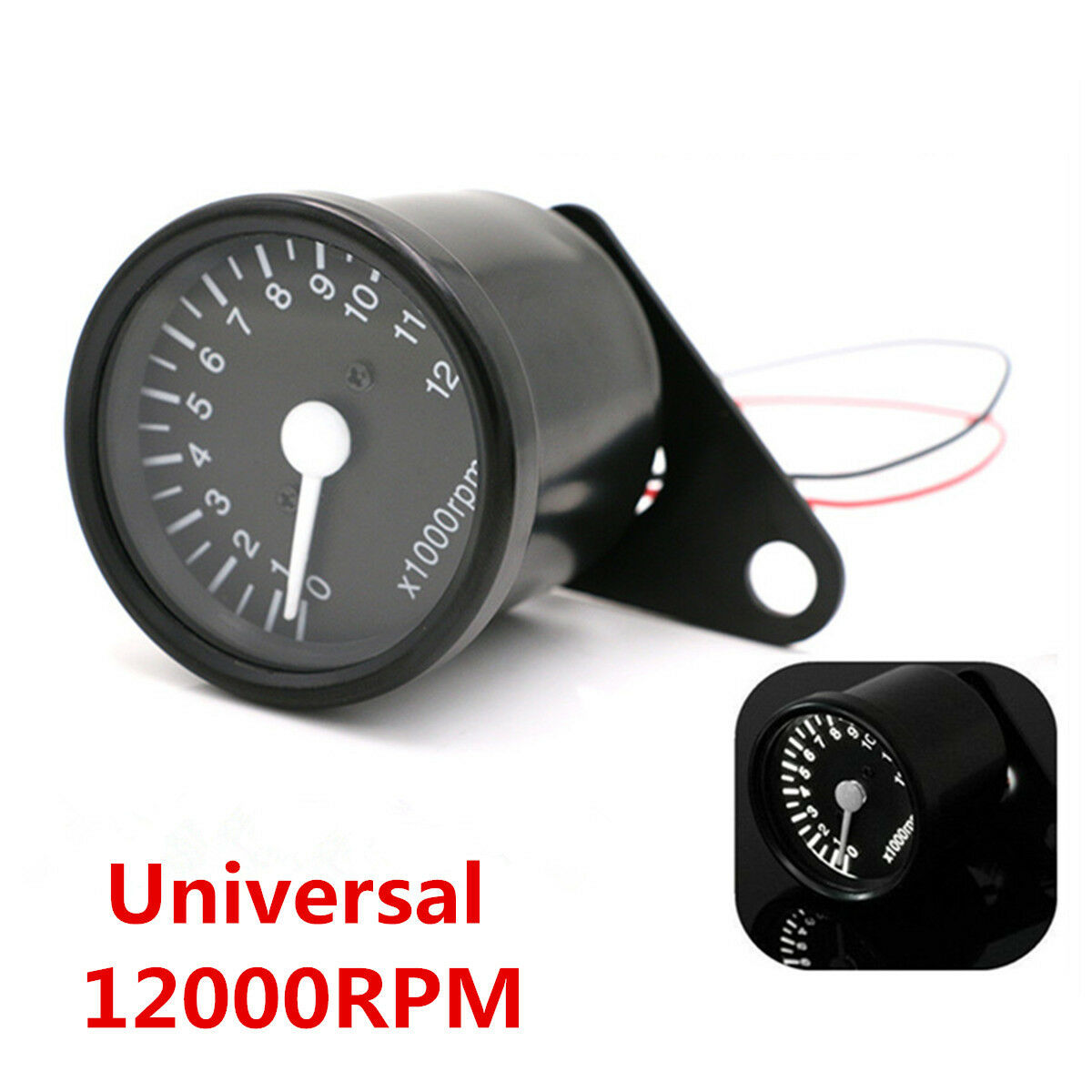 Waterproof 65mm 12000RPM Motorcycle LED Tachometer Speedometer Gauge w/ Bracket