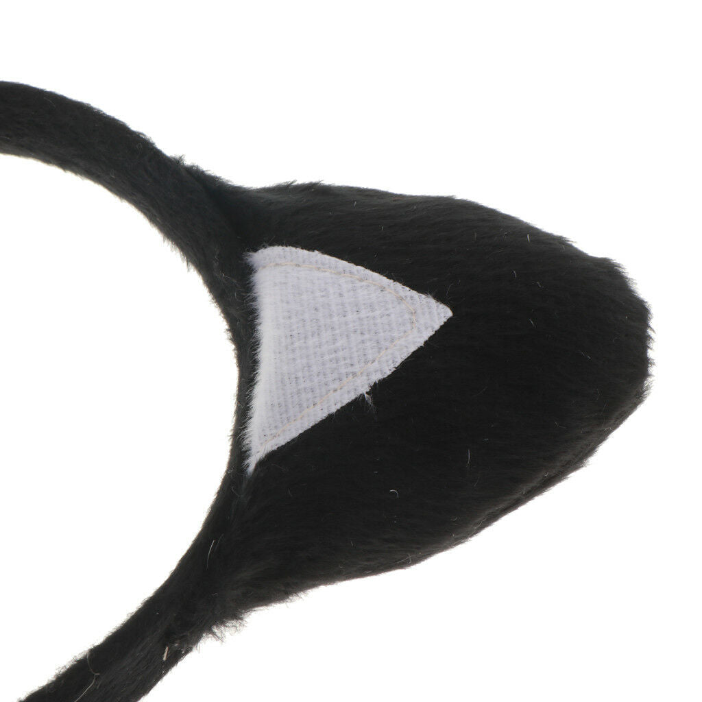 Girls Kids Black Cat Kitty Costume Headband Skirt Bowtie Paw Tail Outfit