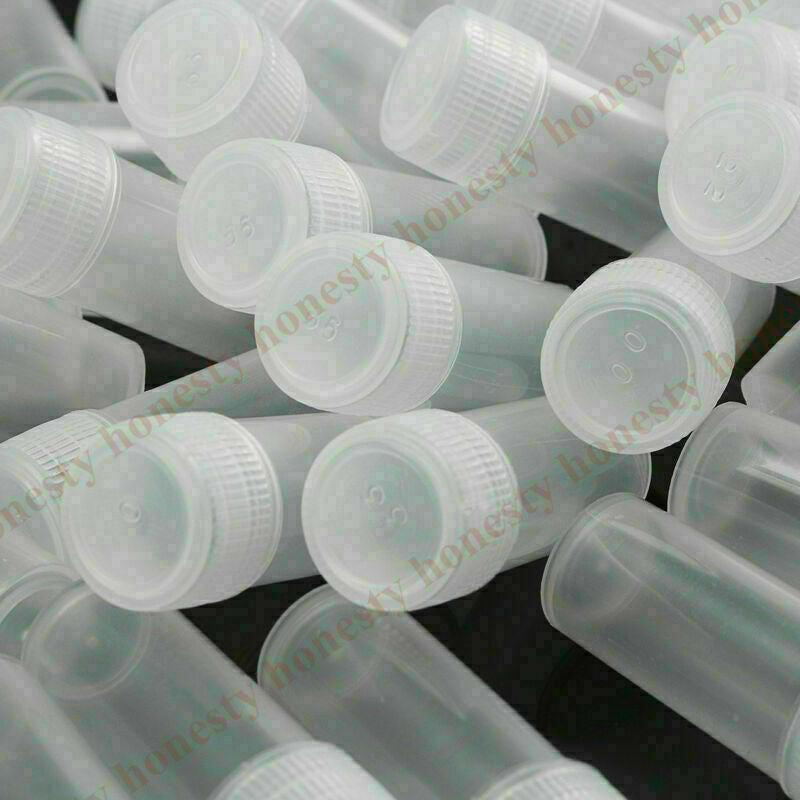 50X Plastic Sample Bottle Test Tube Mini Small Bottles Vials Storage Containers