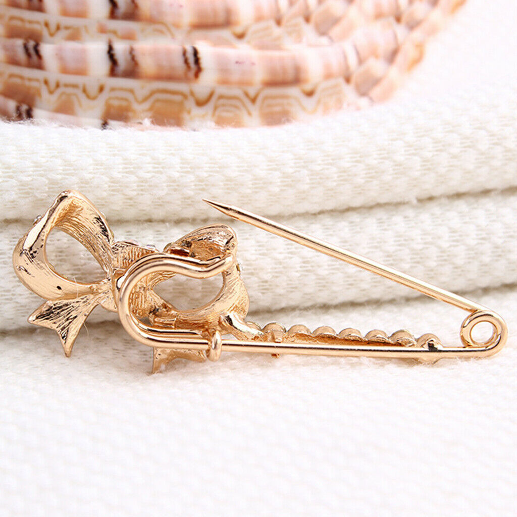 Lovely Crystal Butterfly Bowtie Safety Pin Scarf Coat Gown Pin Men Women