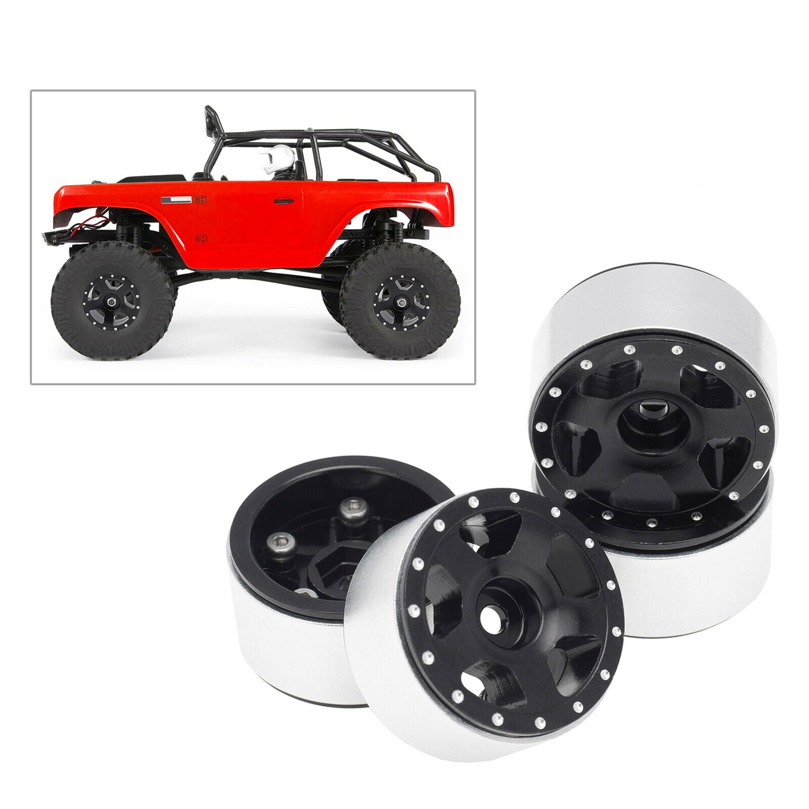 Set 4 RC Trunk Hub Wheel Rim for 1/24Axial SCX24 90081 SCX24 Replace Black