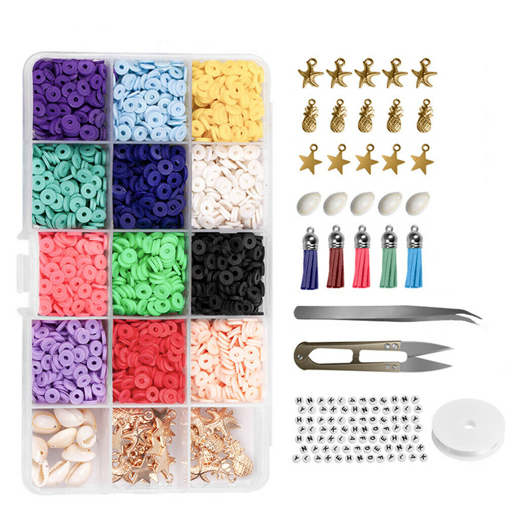 Clay Heishi Beads Round Beads Kit for Bracelets Necklace Handmade 18 Colors