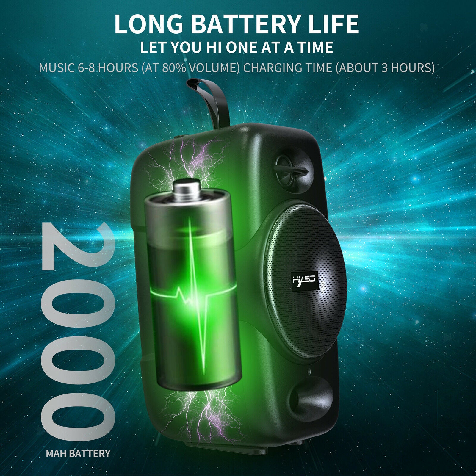 Mini Wireless Amplifier Waterproof with Mic 2000mAh Handsfree AUX USB Bass