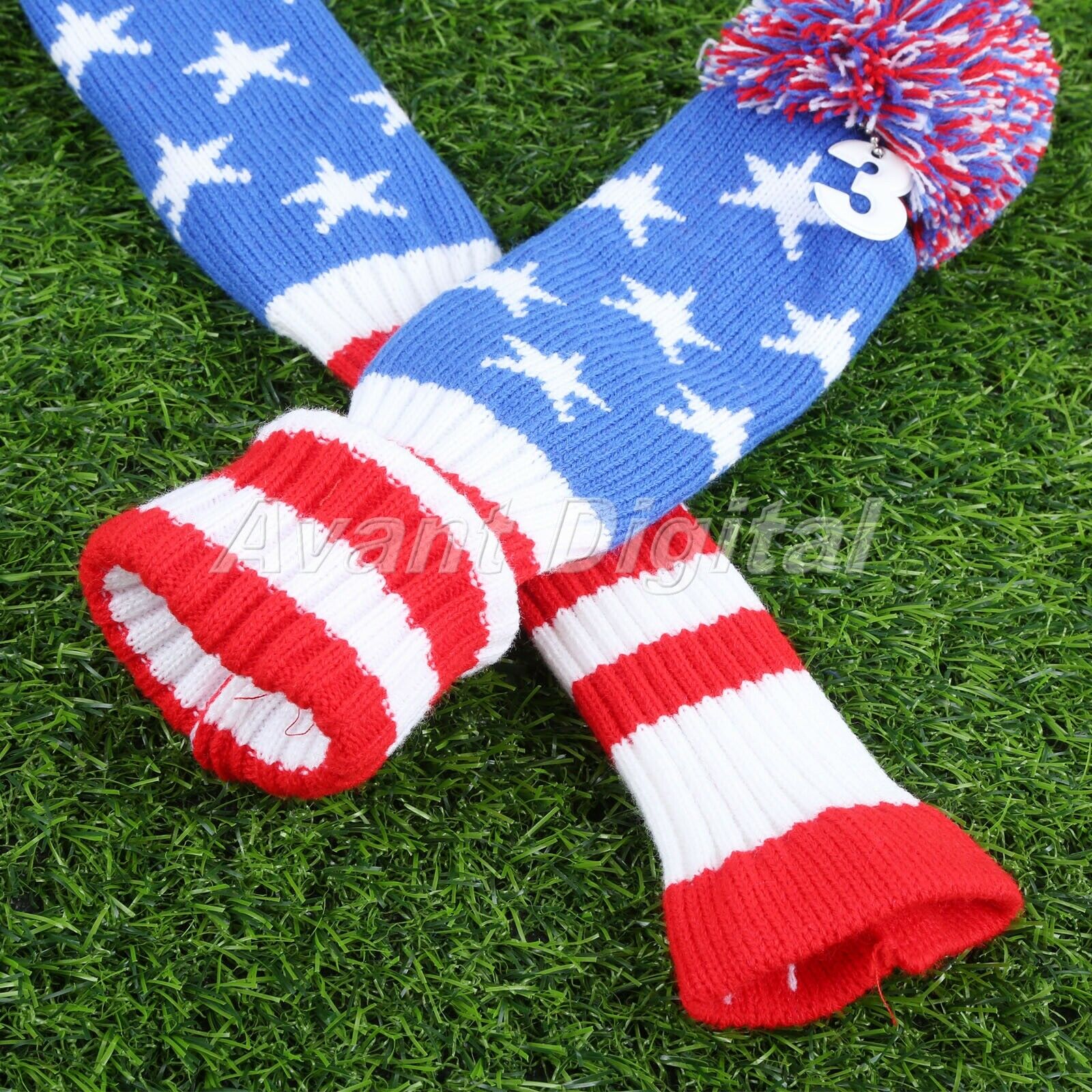 1Pack/3PCs Golf Club Iron Headcovers Knitted Pom Pom Blade Protective Case Cover