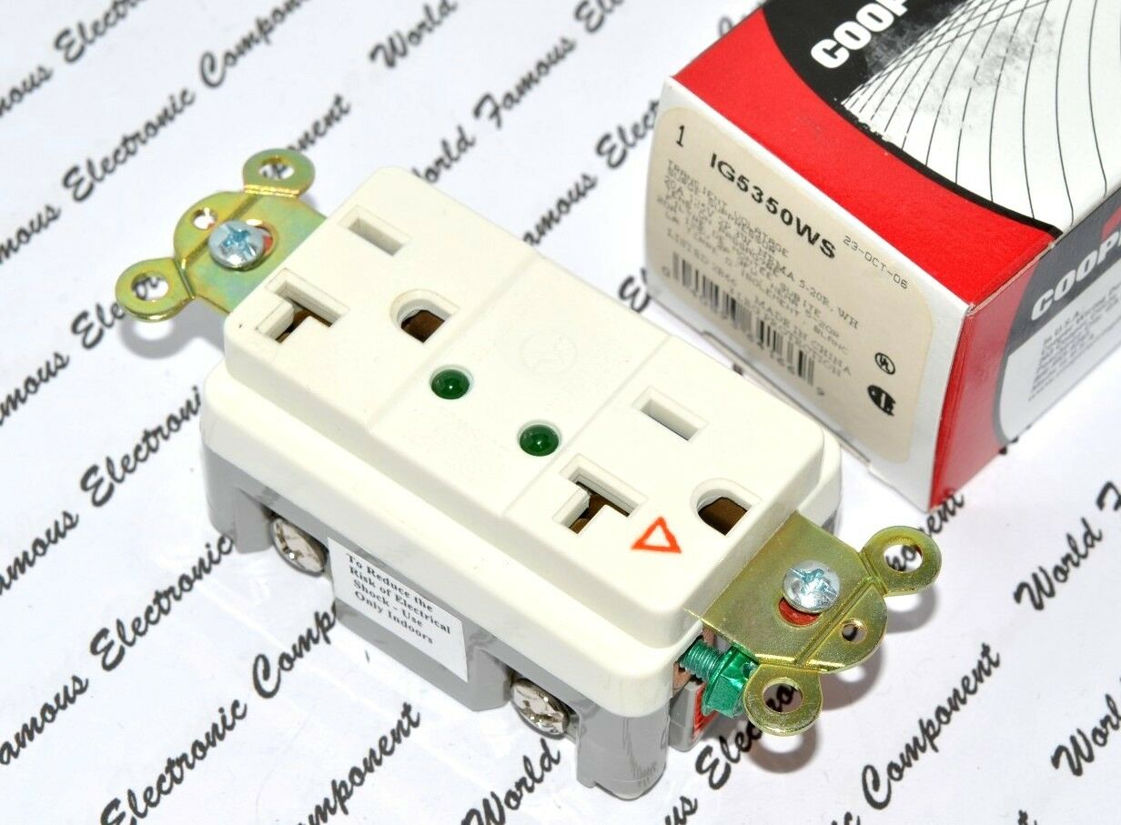 1pcs-COOPER IG5350WS Isolated Ground TVSS with LED Receptacle 20A-125V NEMA 5-20