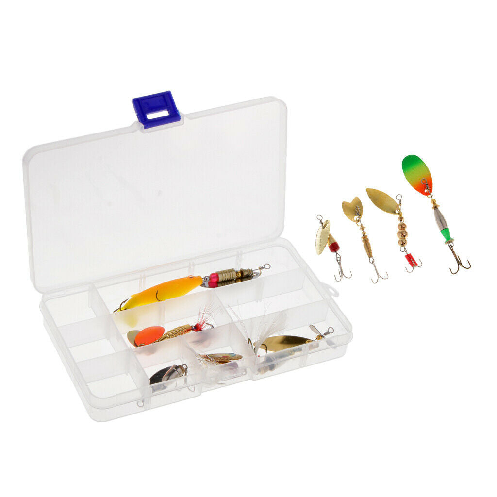 9pcs Fishing Lure Spinnerbait Spoon Lures Spinners Hard Crankbait Bass Trout