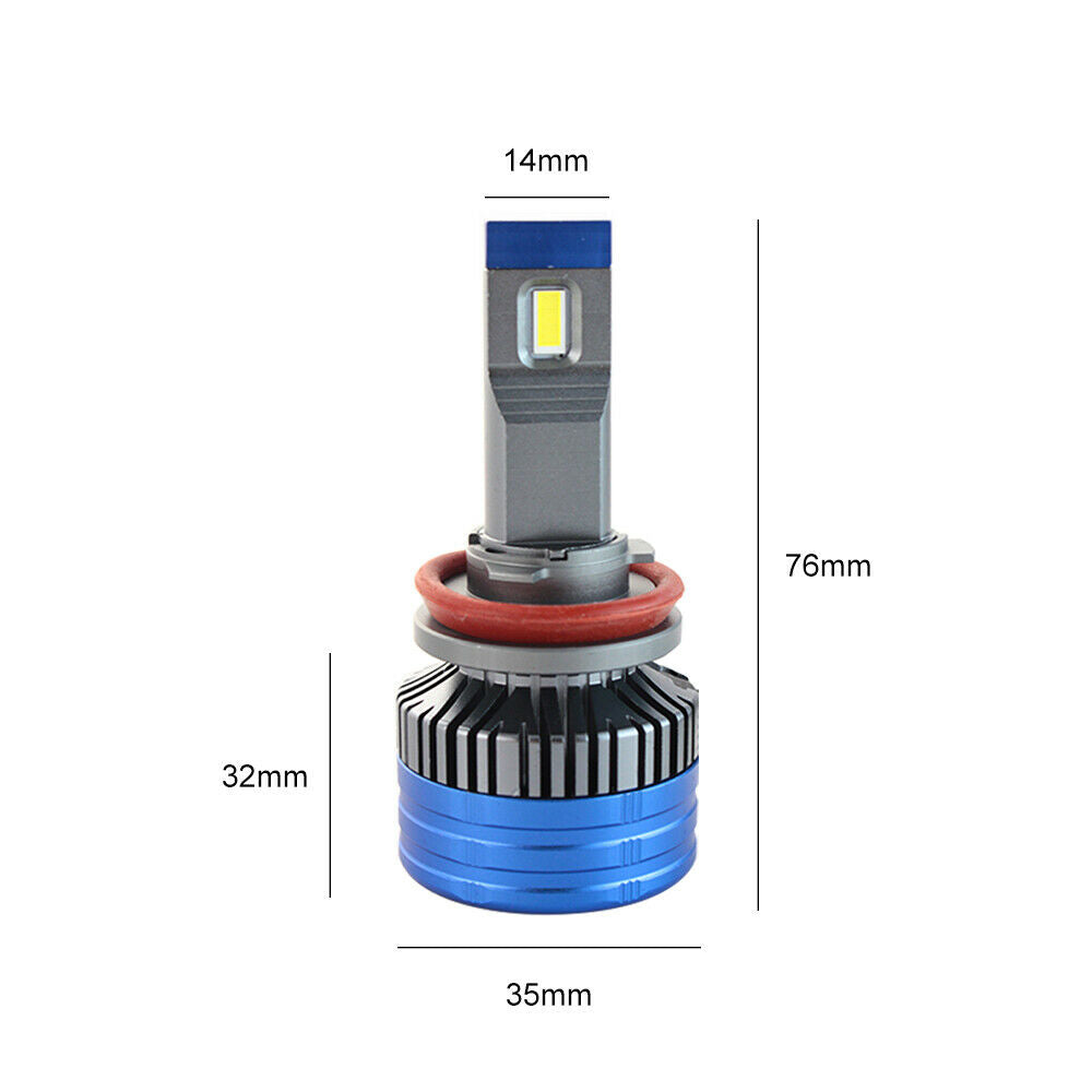 2X Auto Canbus Free Anti-Flicker H8 H9 H11 Led Headlights 80W/Set 18000LM 6000K