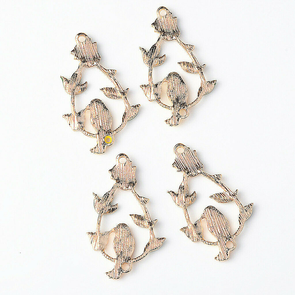 4 Pcs Alloy Enamel Flower Key Pendant Charms Bead Jewelry Decoration