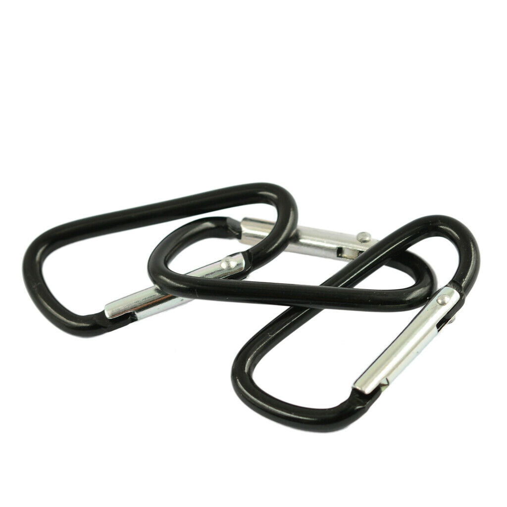 20x Mini Climbing Carabiner Buckle Snap Spring Clip Hook Keychain Black