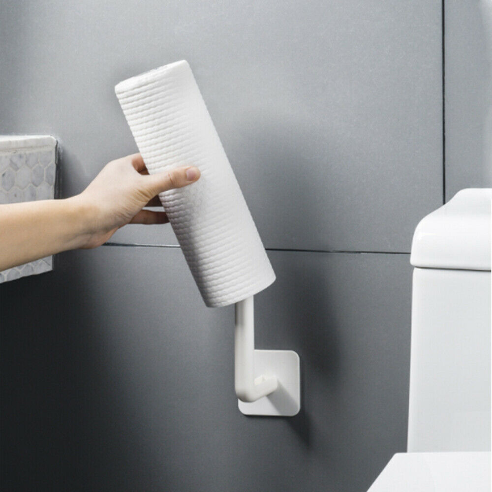 2Pcs Wall Mounted Board Pot Rack Wall Perforated Wrap Toilet Paper Towel Rack