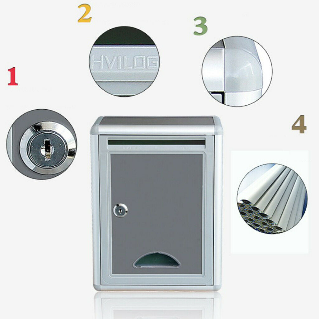 Aluminium Alloy Locking Mailbox Letterbox Outdoor Rainproof Parcel Boxes