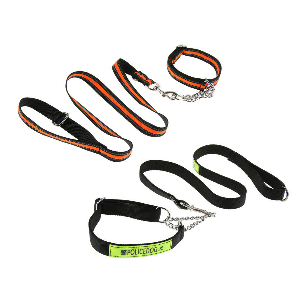 Reflective Strong Nylon Rope Dog Leash Collar Set for Walking Hiking Black