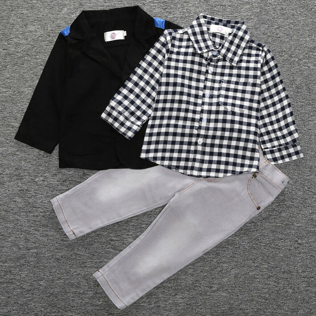 3pcs Children Little Boys Clothing Sets Coat+Shirt+Jeans Leisure Suit 3T