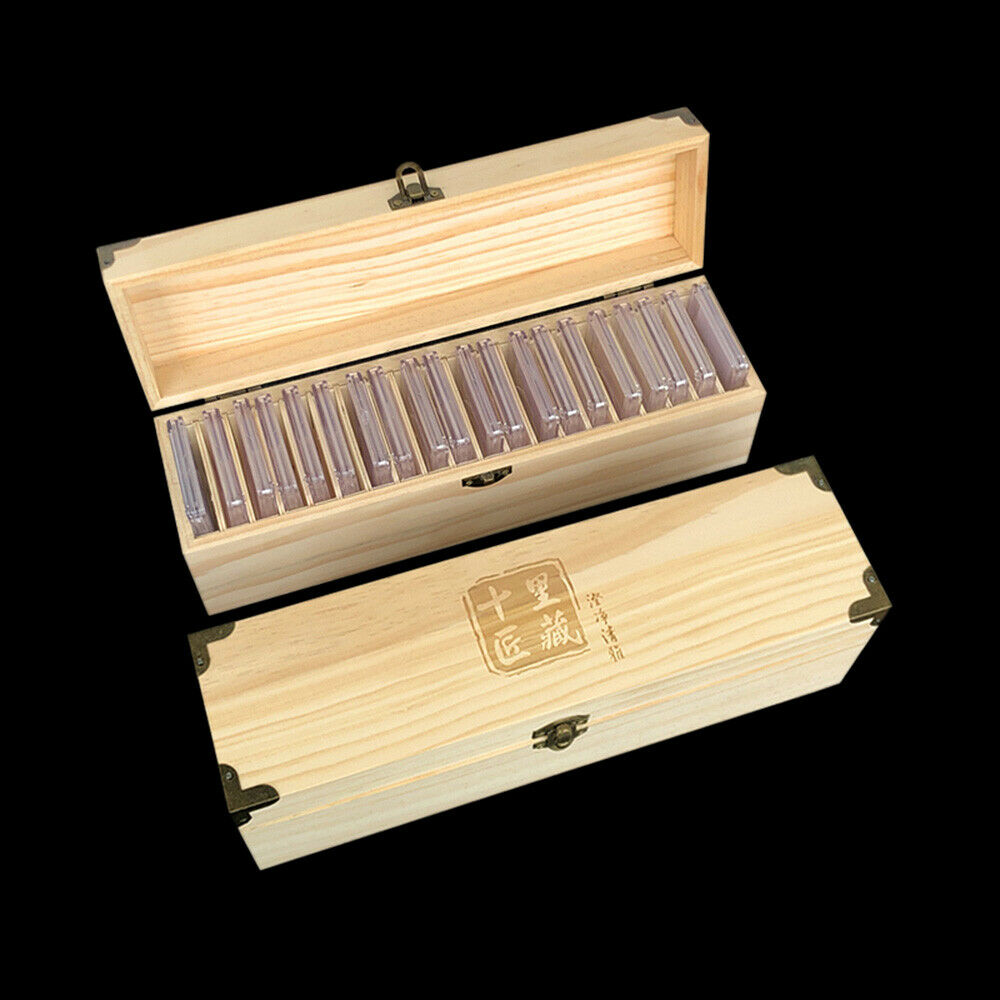 Wooden Storage Box for 20 Rating Coins Capsules Collection Holder Display Case