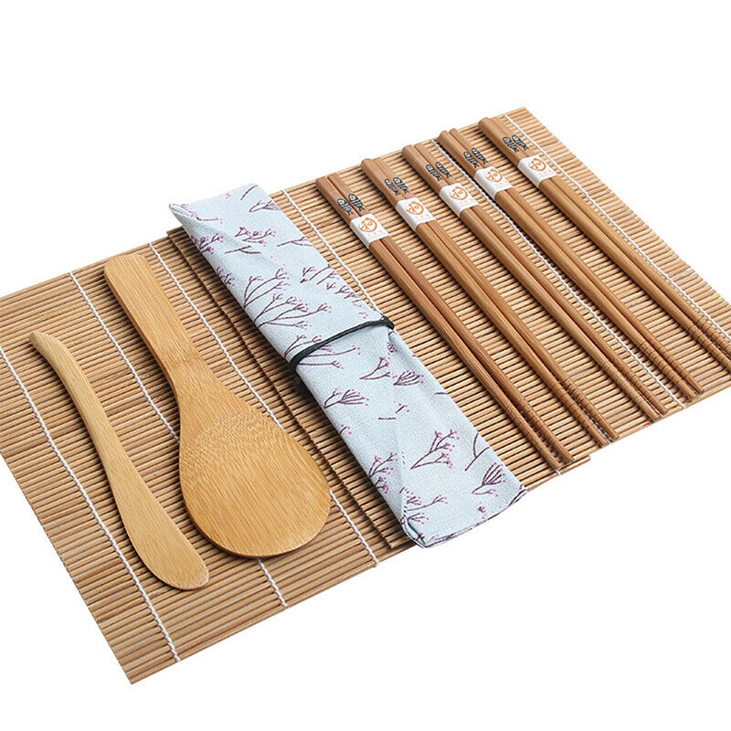 Bamboo Rolling Mats Sushi Maker Japanese DIY Rice Spreader 5Pairs Chopsti_AUBDA