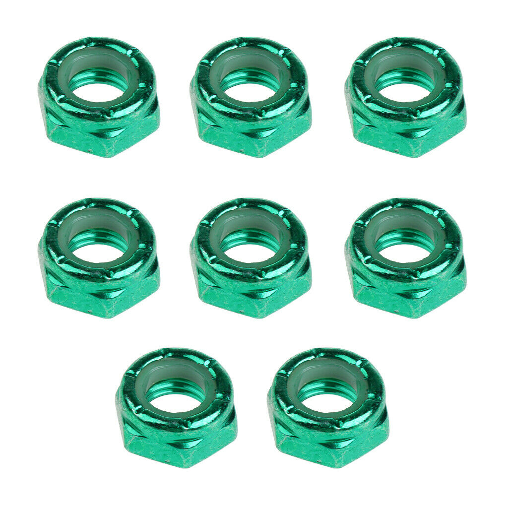 8pcs Replacement Skateboard Truck Axle Nuts Mounting Screws Hardware Set - Green