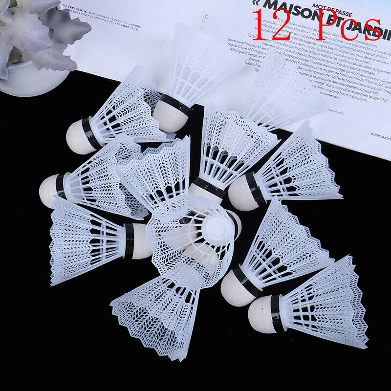 12 Pcs White Plastic Badminton Ball Shuttlecocks Sport Training Sport .l8