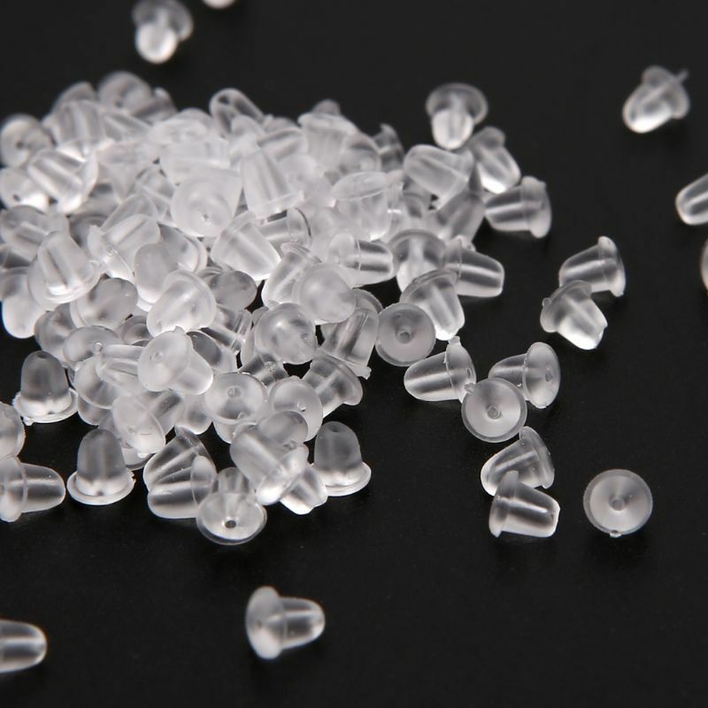200Pcs Silicone Earring BackClear Ear Safety Back Pad Backstop Soft Replacement
