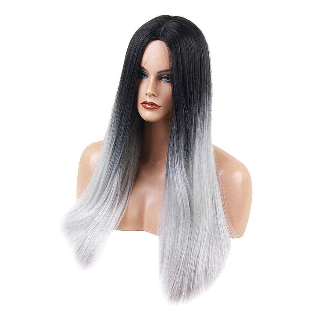 24 inch Natural Long Straight Wigs for Black Women Synthetic Middle Part Wig