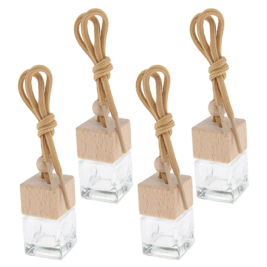 4Pcs Empty 6ml Car Hanging Perfume Vials Charm Decor Essential Oils Bottle
