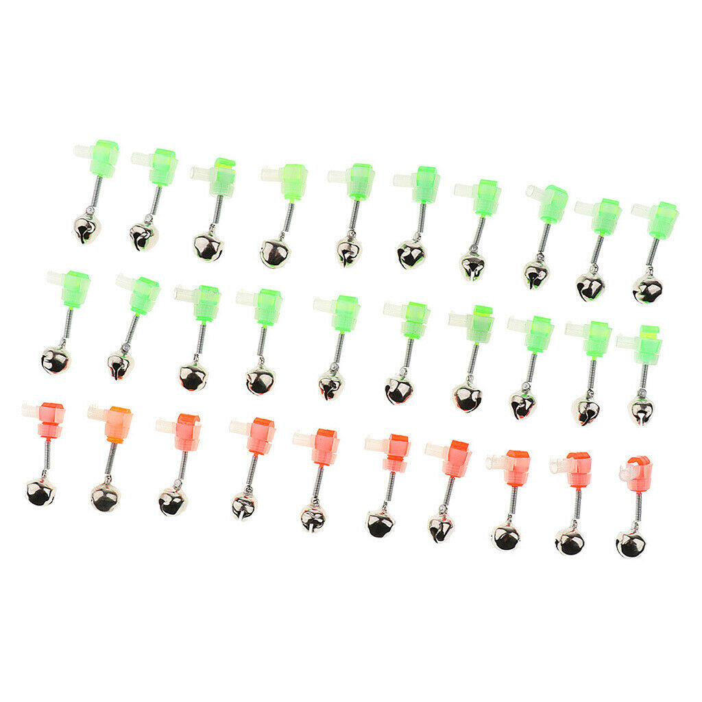 30Pcs Fishing Bite Alarms Single Bell Rod Tip Alert Ring Fishing Rod Bells