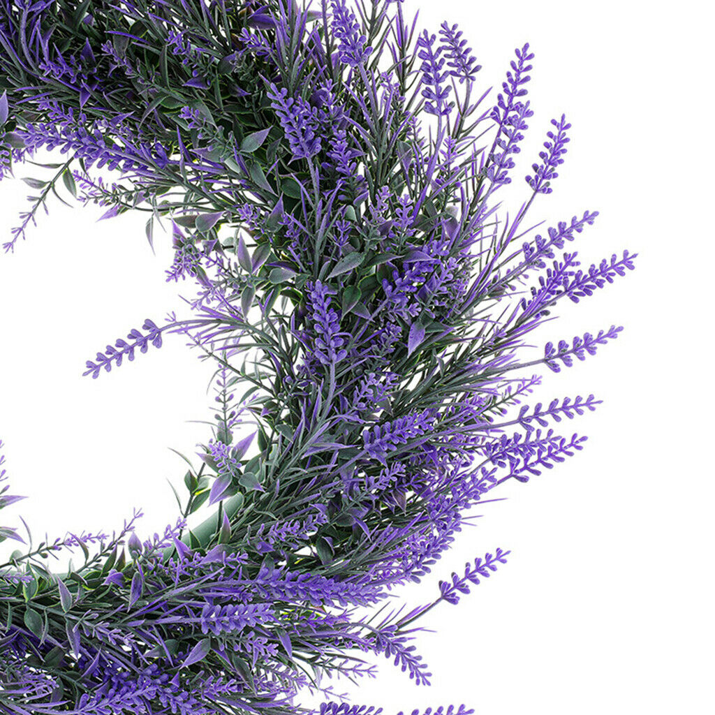 15'' Artificial Lavender Wreath Greenery Garland Front Door Hang Home Decors