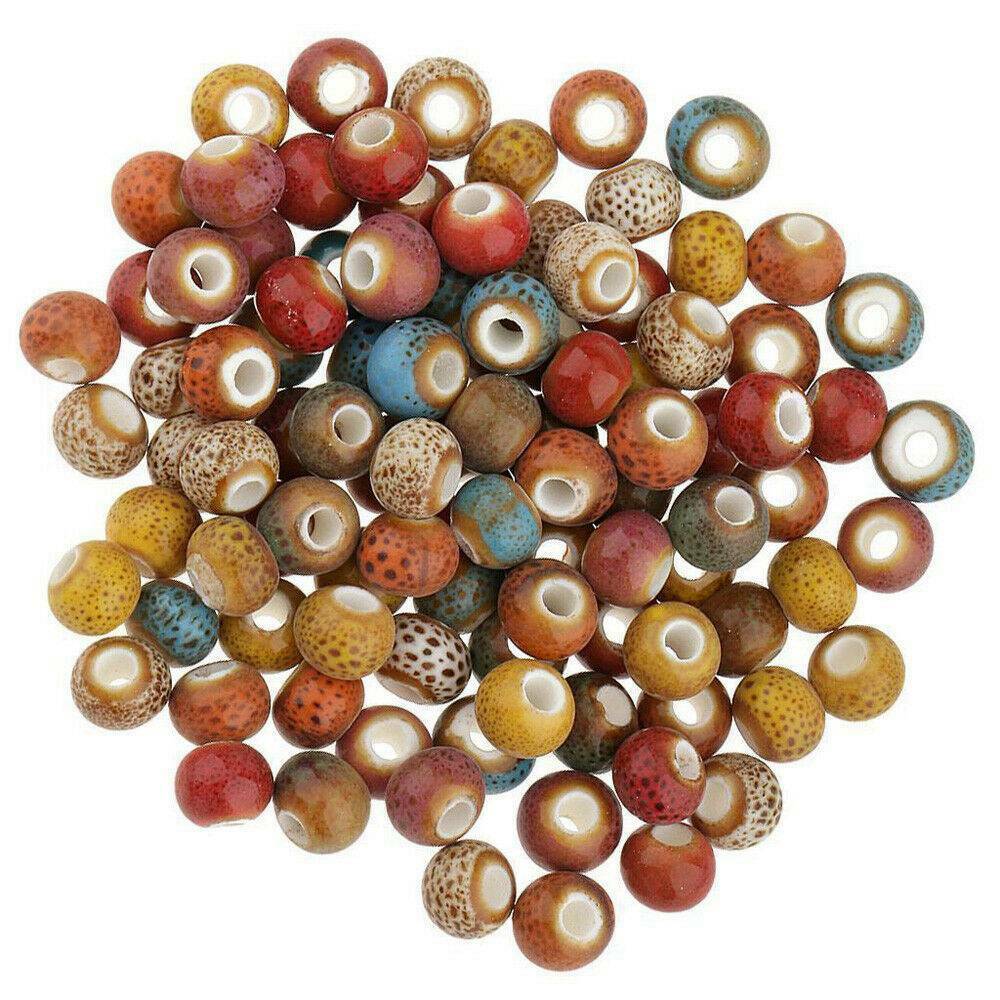 100pcs 6MM Porcelain Flower glaze Ceramic Beads for Jewelry Making DIY Findings