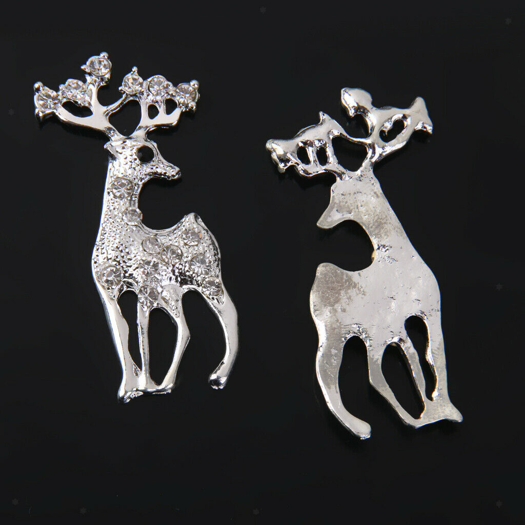 10pcs Xmas Decor Flatback Crystal Reindeer Scrapbooking Craft Embellishments