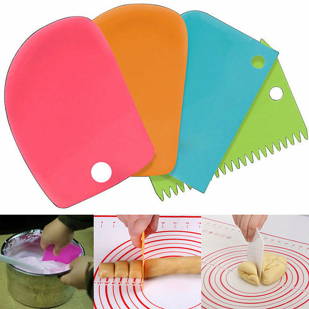 3PCS Plastic Dough Icing Fondant Scraper Cake Decorating Baking Pastry Tools