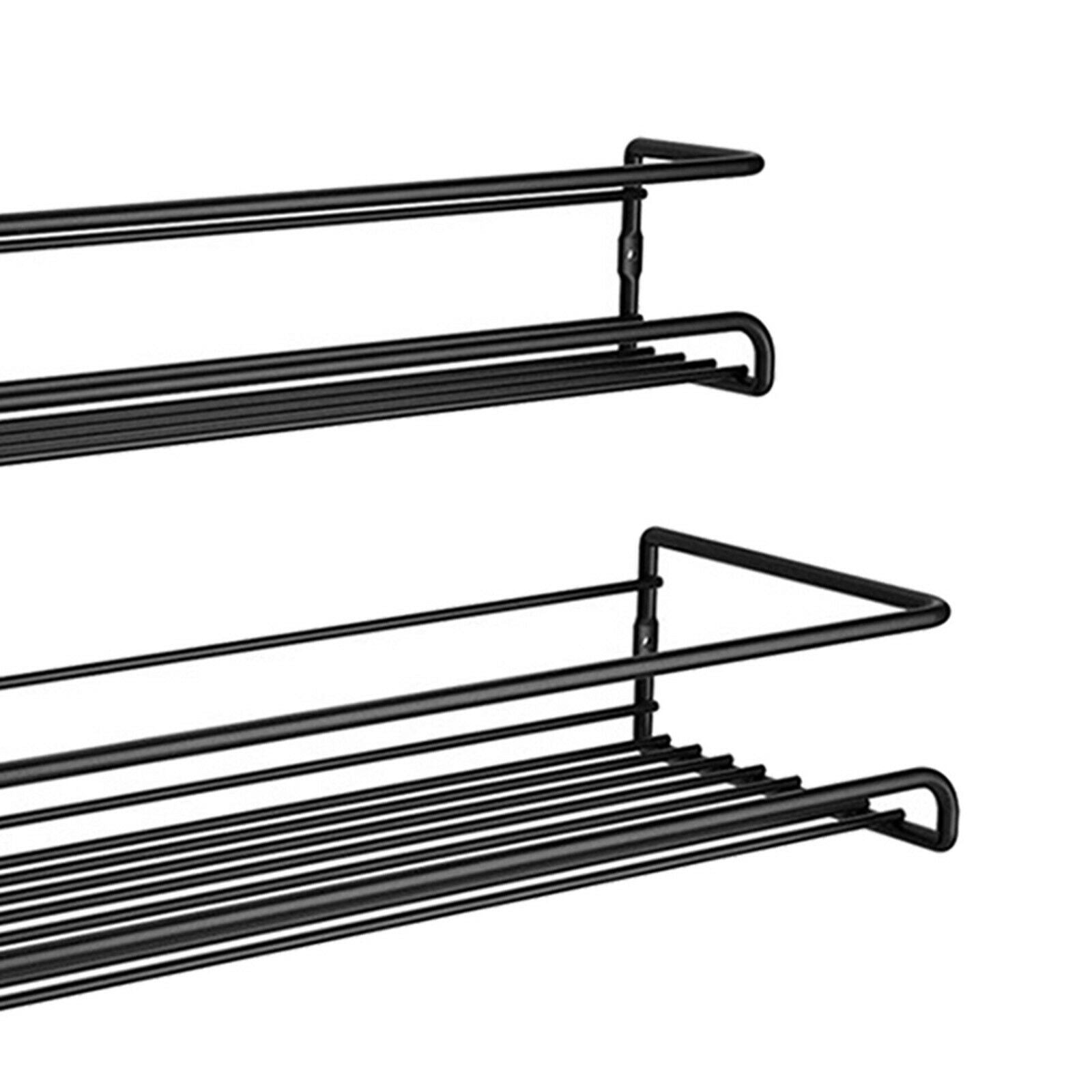 Set of 2 Durable Black Hanging Spice Shelves Storage Rack Kitchen