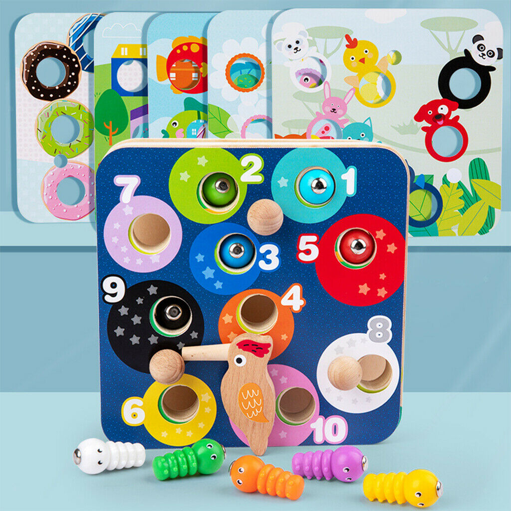 Bird catching worms games Magnetic play set for learning fine motor skills