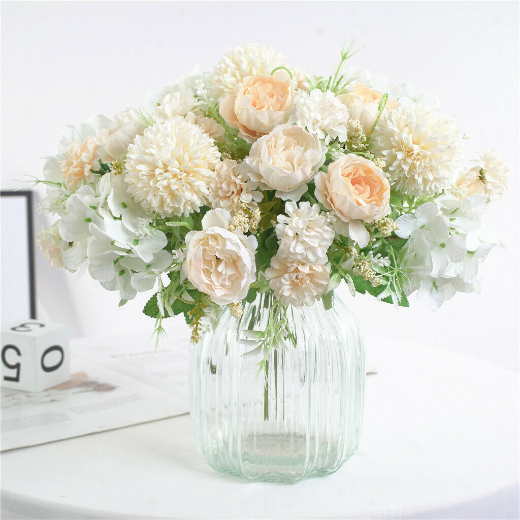 Lifelike Cloth 7 head Peony Flowers 32cm for Decor Ornament 2 Banquets