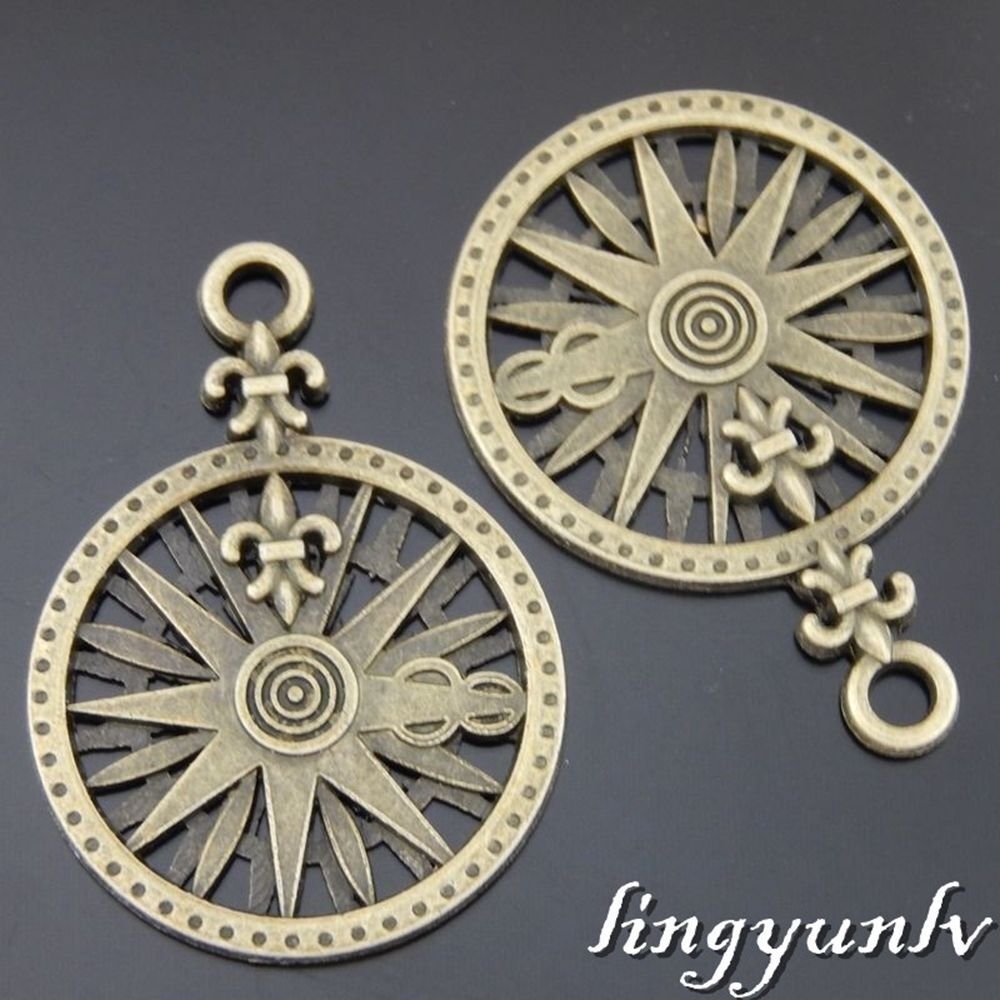 10 pcs Retro Bronze Alloy Meritorious Medal Pendant Jewelry Making Charm 36x26mm