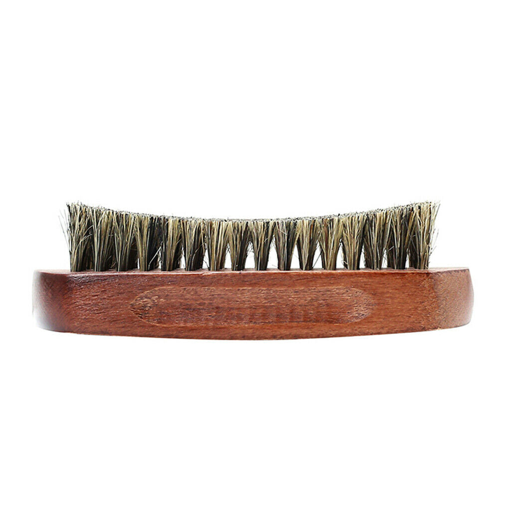 2 Piece Beard Mustache Facial Hair Grooming Brush for Men Barber Brown Wood